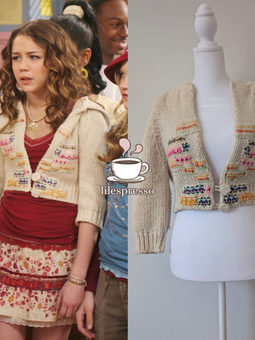 free people colorful crop knit cardigan ASO miley stewart hannah montana (small)